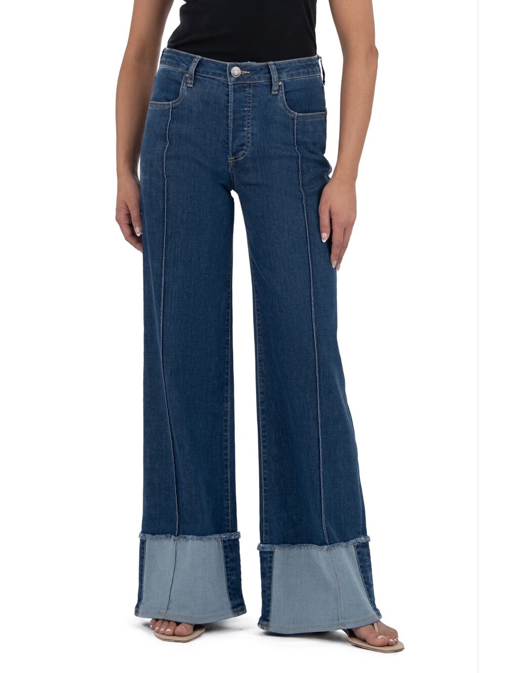 Kut From The Kloth Margo High Rise Wide Leg Released Cuffed Pintuck Jeans 8 NWT